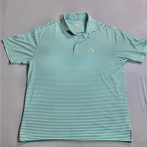 Rhoback Green and White Striped Polo